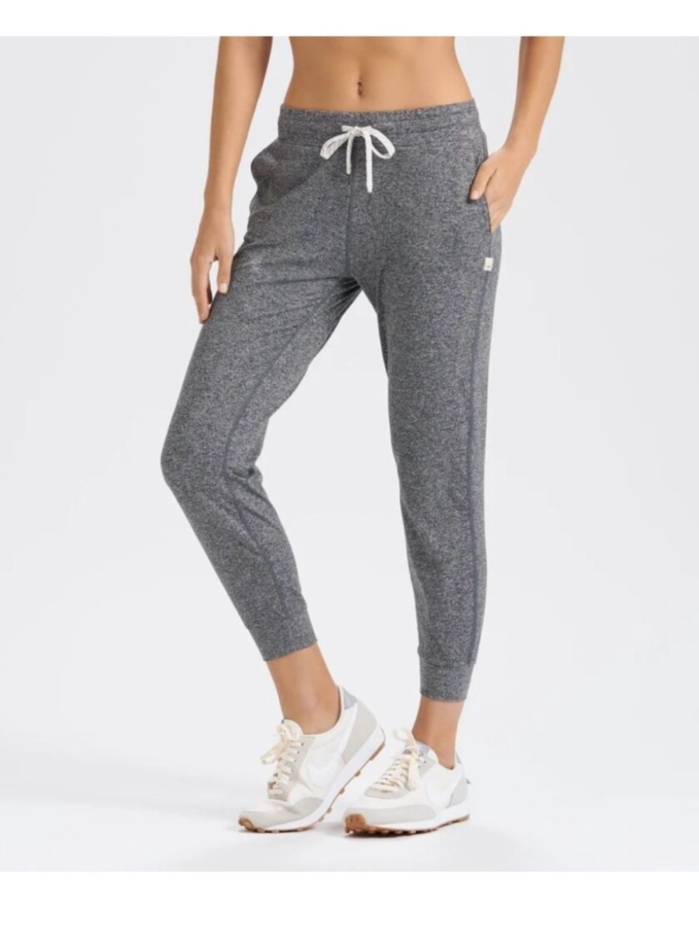 Vuori Charcoal Heather Jogger Pants with White Drawstring